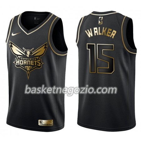 Canotte Uomo Charlotte Hornets Kemba Walker 15 Nike Nero Golden Edition Swingman